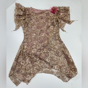 Elegant Floral Lace Dress in Brown